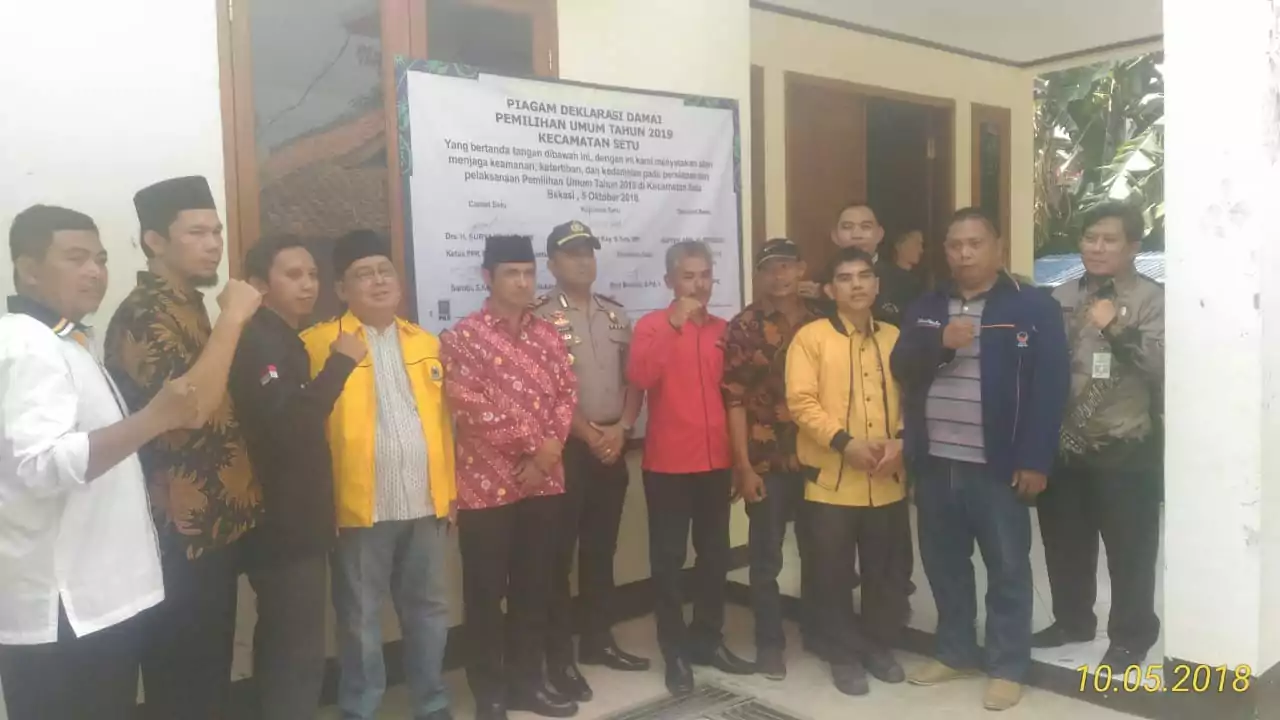Deklarasi Damai Pemilu 2019 di Kecamatan Setu: Upaya Ciptakan Suasana Kondusif - PT Desapedia Bangun Jaya
