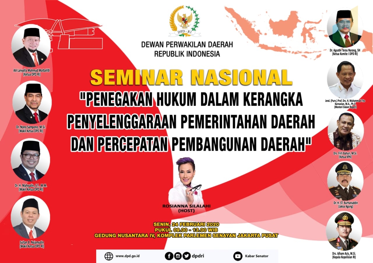 Melalui Gelaran Seminar, DPD RI Ingin Mendorong Sinergi Nasional Wujudkan Pemerintahan Bersih Demi Pembangunan Daerah - Desapedia