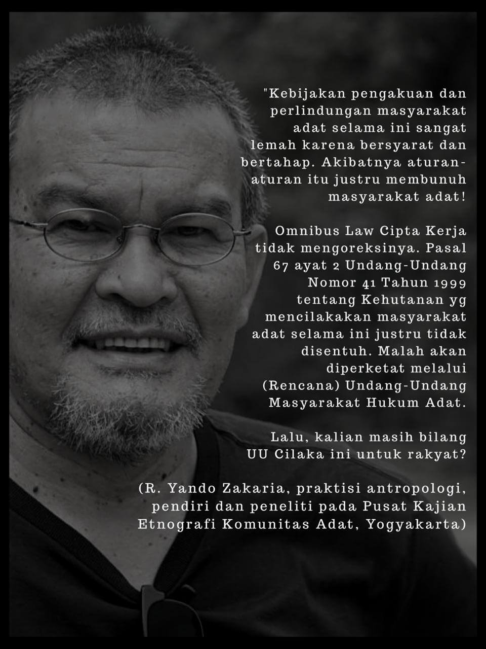Pendiri dan Peneliti Pusat Kajian Etnografi Komunitas Adat Yogyakarta, R. Yando Zakaria